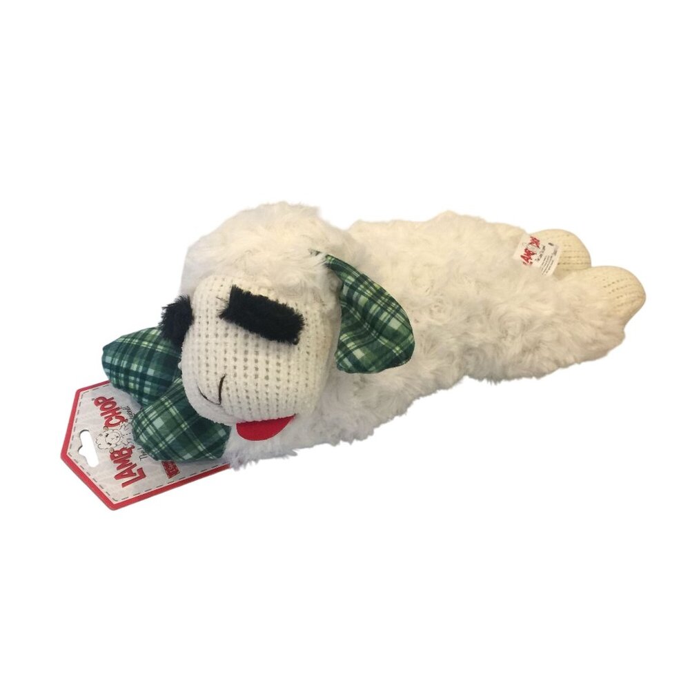 Lamb Chop St Patrick's Day Plaid Green Ears Front Paws 11" Plush Squeaky Dog Toy